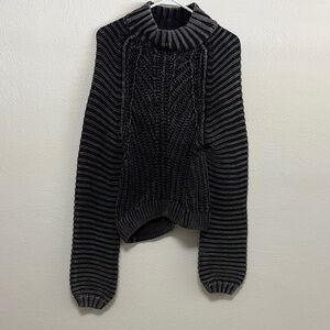 Free People Black and Gray Cowl Neck Sweater